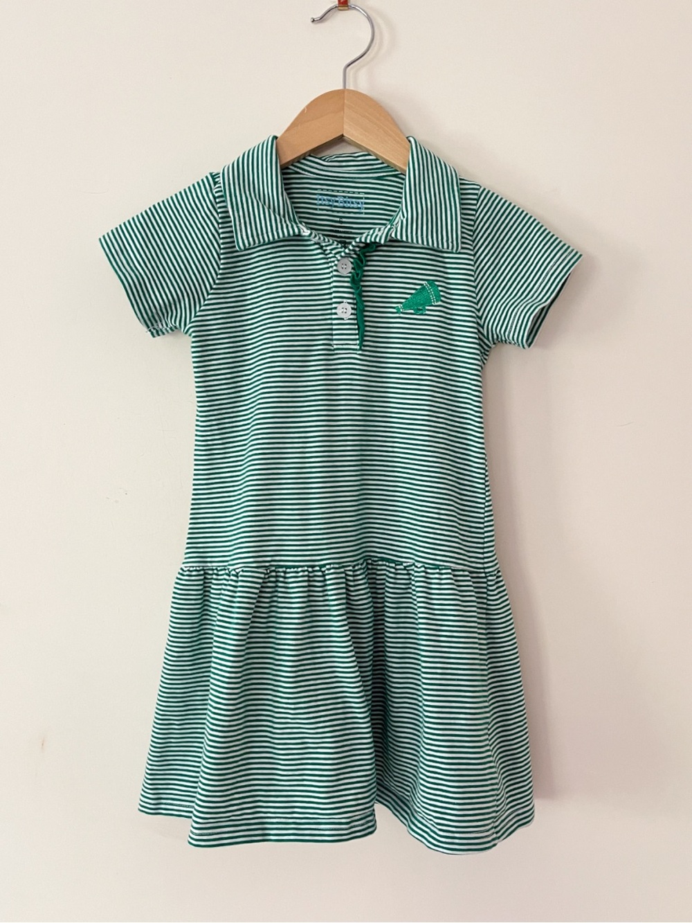 EUC Kelly Green Preppy Striped Drop Waist Polo Cheerleading Game Day Dress